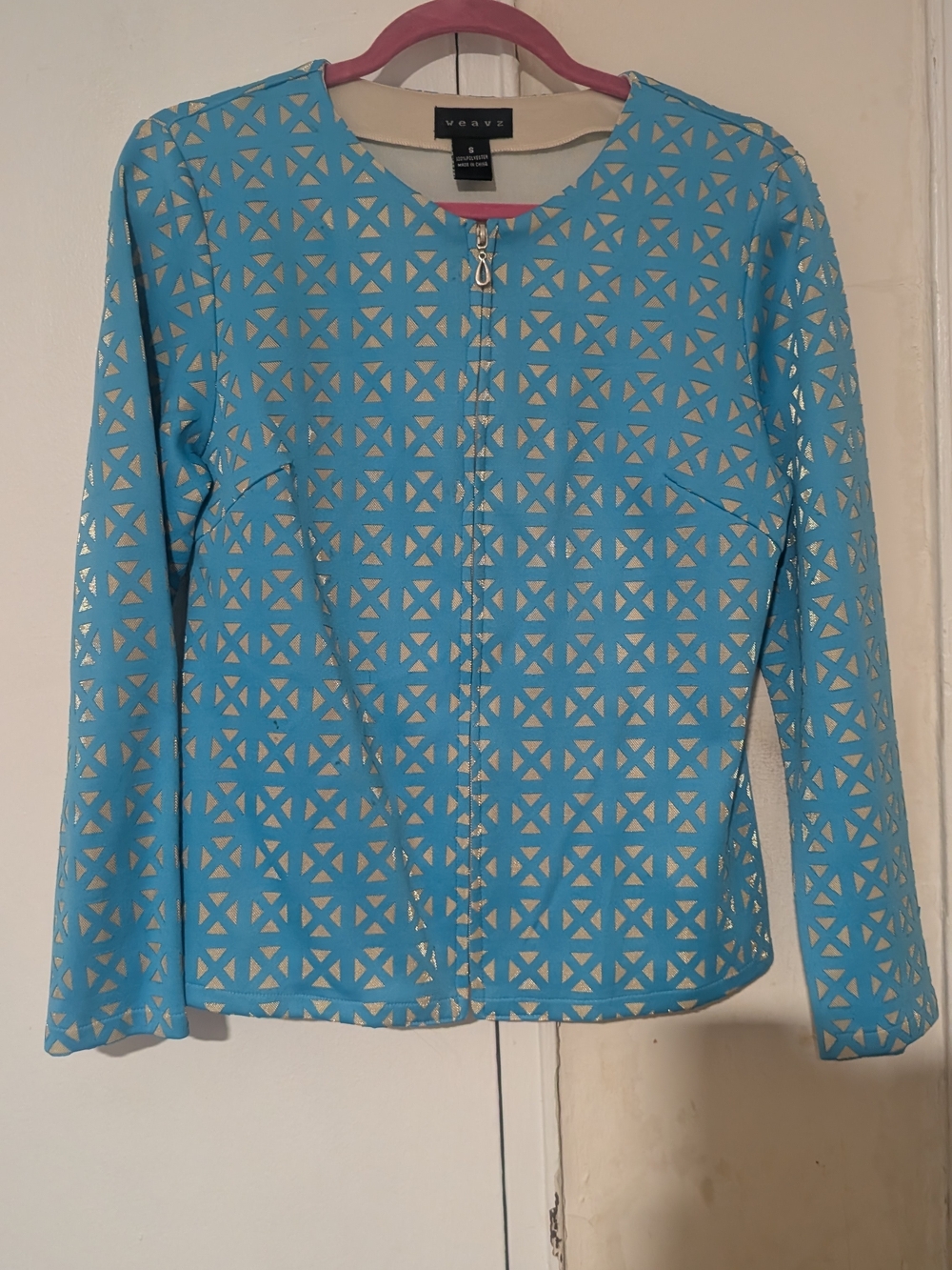 Weavz Turquoise Geometric Zip Jacket